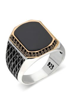 Oniks Taşlı Gümüş Erkek Yüzük