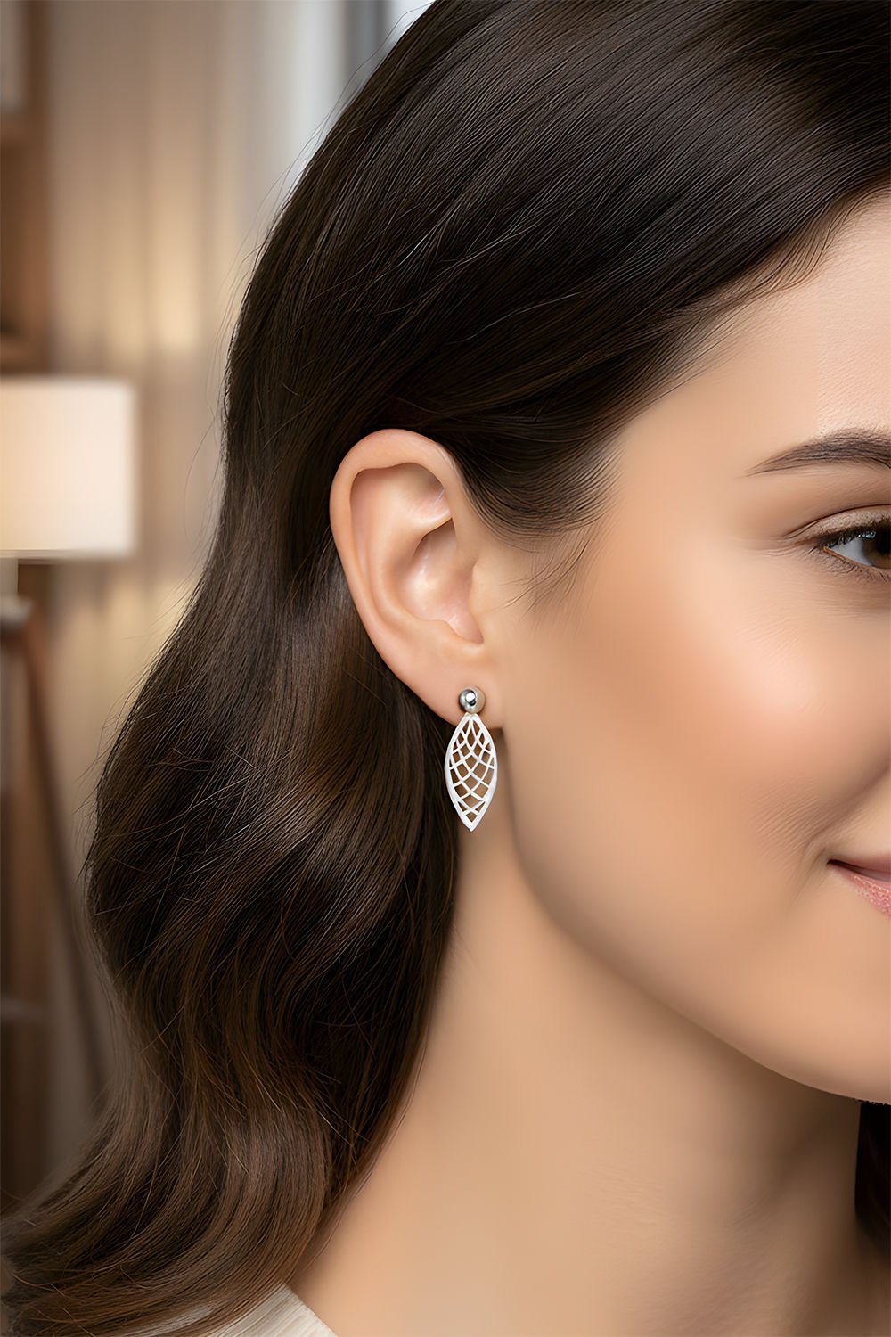 Rüzgar Yaprağı Model Gümüş Küpe