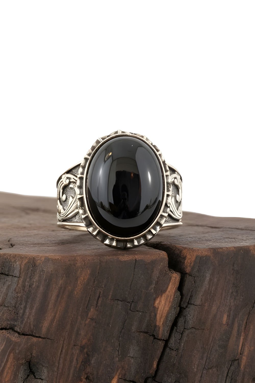 Oniks Taşlı El İşi Gümüş Yüzük