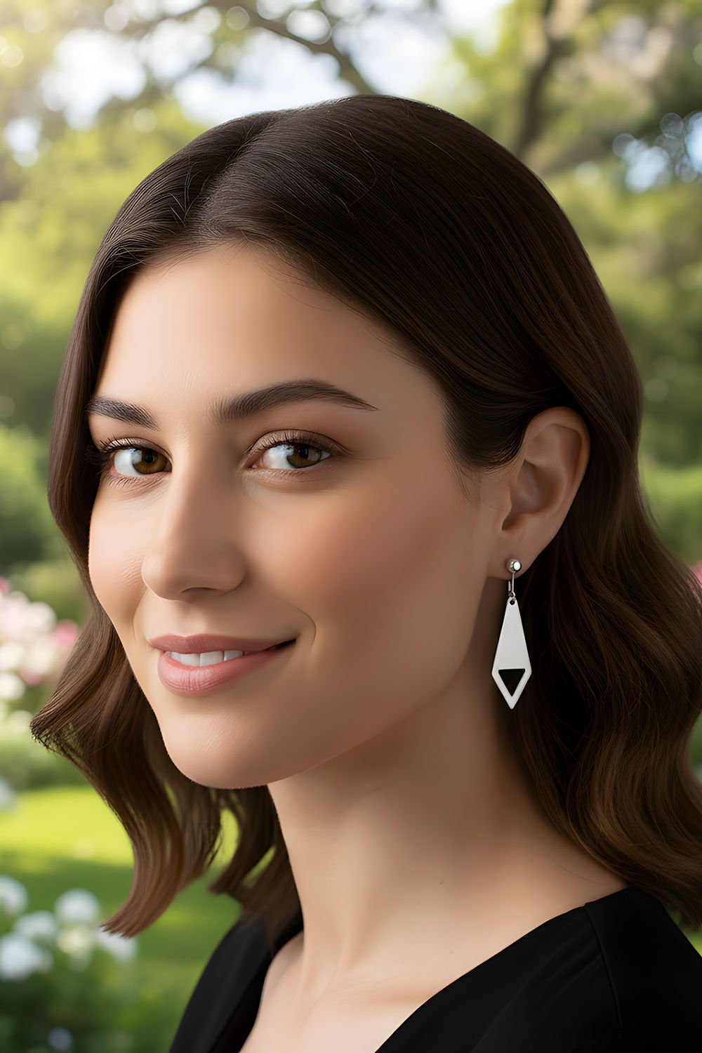 Üçgen Sallantılı Gümüş Küpe