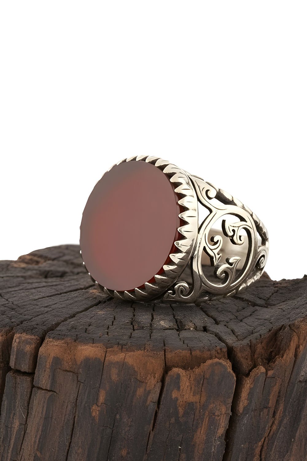 Akik Taşlı El İşi Gümüş Yüzük