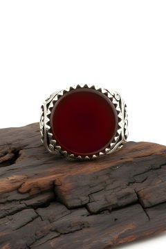 Akik Taşlı El İşi Gümüş Yüzük