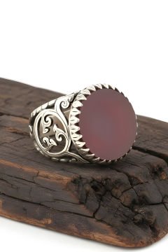 Akik Taşlı El İşi Gümüş Yüzük