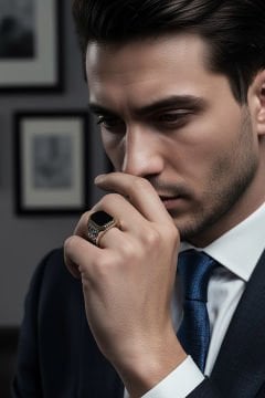 Benekli Model Oniks Taşlı Gümüş Erkek Yüzük