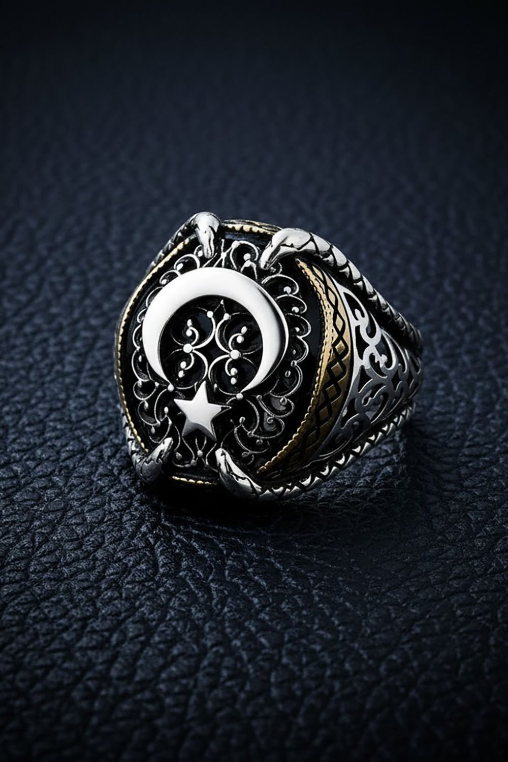 Pençe Model Ay Yıldız Gümüş Yüzük