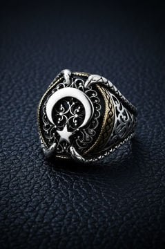 Pençe Model Ay Yıldız Gümüş Yüzük