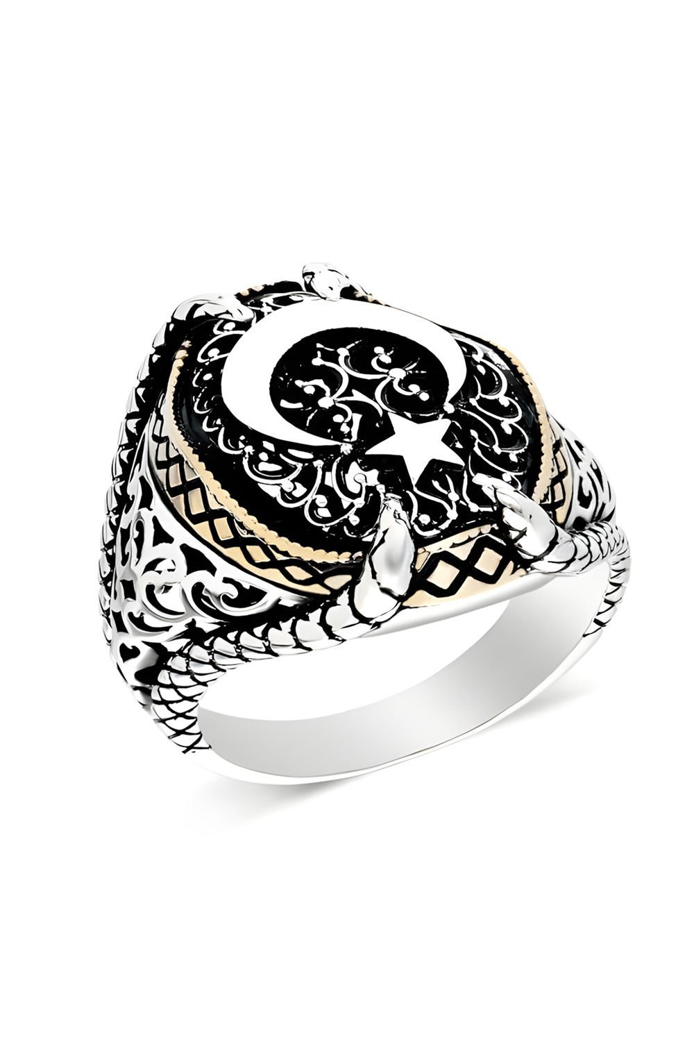 Pençe Model Ay Yıldız Gümüş Yüzük