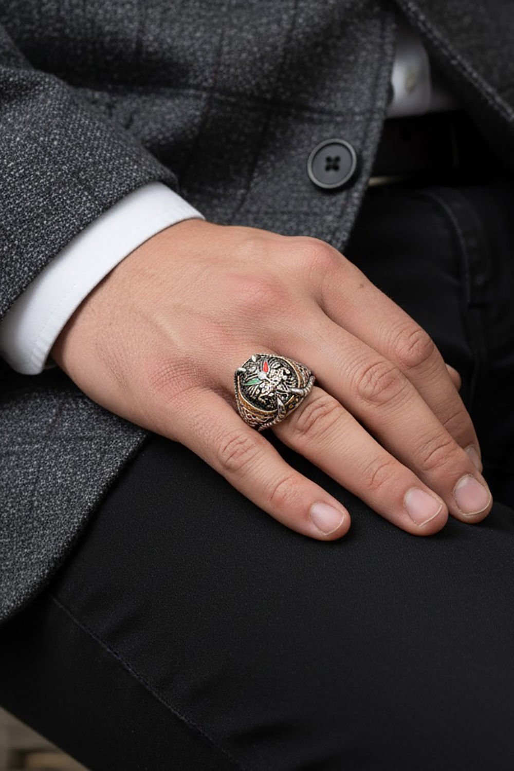 Pençe Model Osmanlı Devlet Arması Gümüş Yüzük