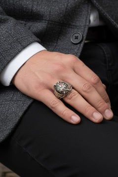 Pençe Model Osmanlı Devlet Arması Gümüş Yüzük