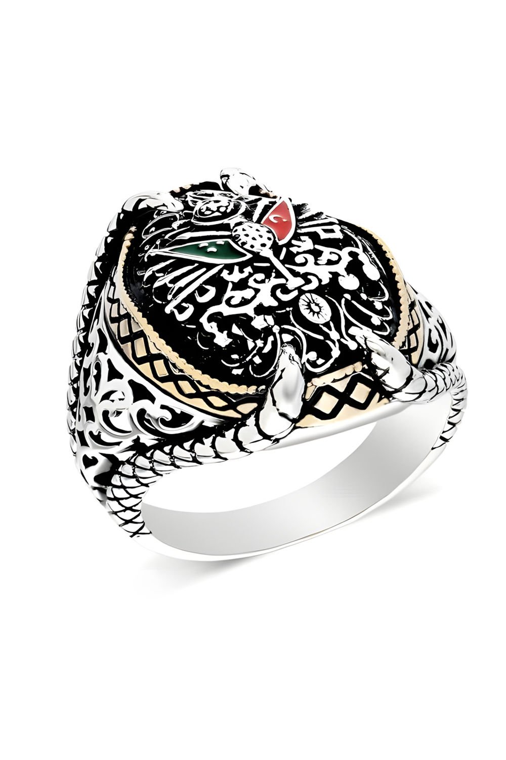 Pençe Model Osmanlı Devlet Arması Gümüş Yüzük