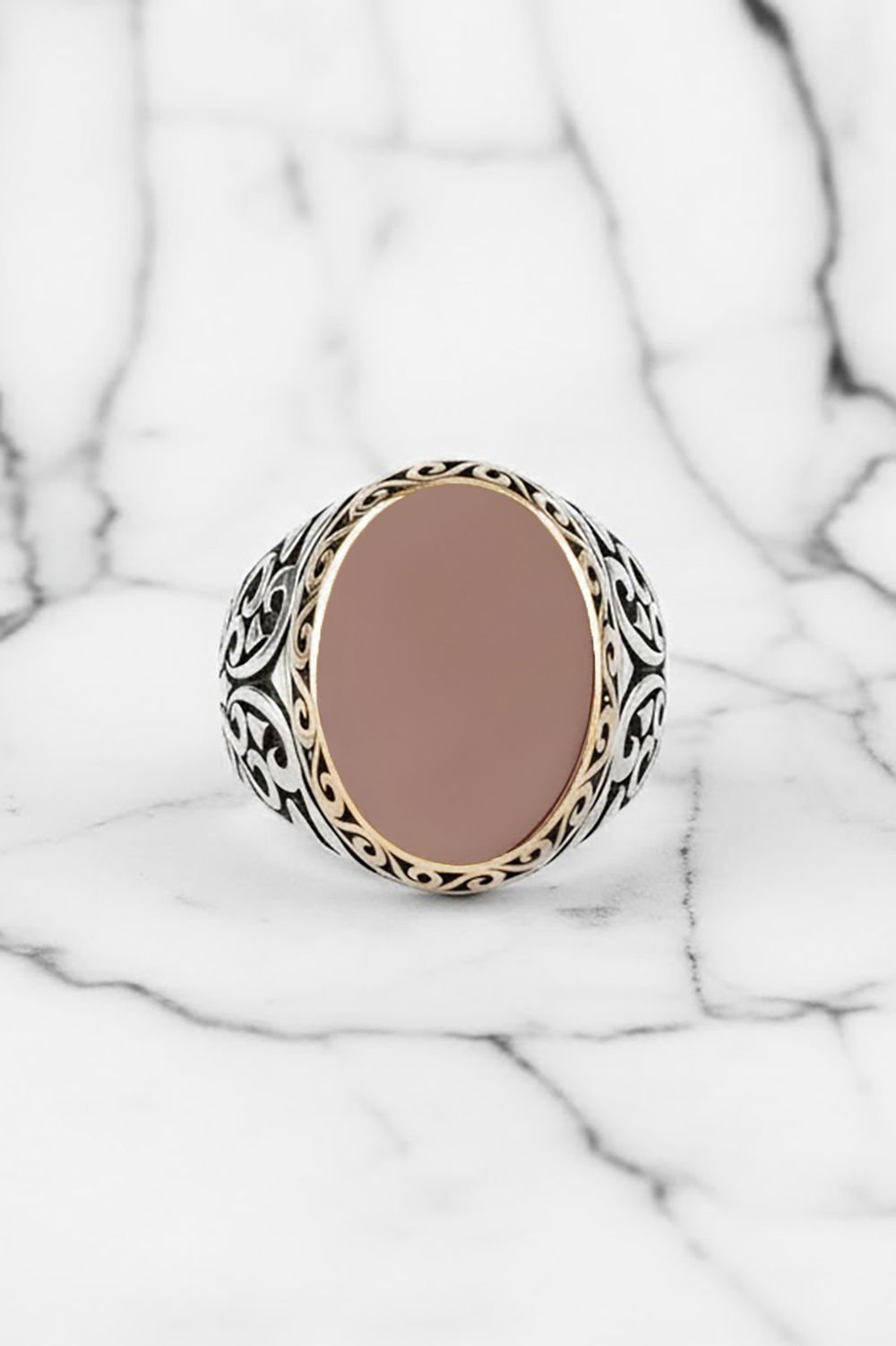 Akik Taşlı Gümüş Erkek Yüzük