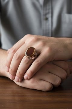 Akik Taşlı Gümüş Erkek Yüzük