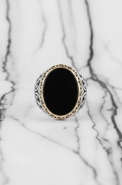 Oniks Taşlı Gümüş Erkek Yüzük