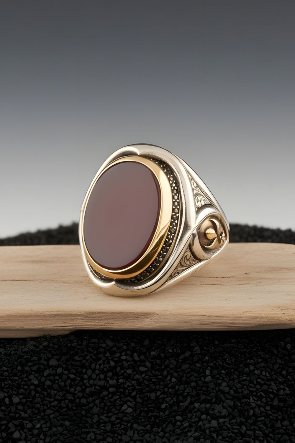 Akik Taşlı Yeni Rumi Model Gümüş Yüzük