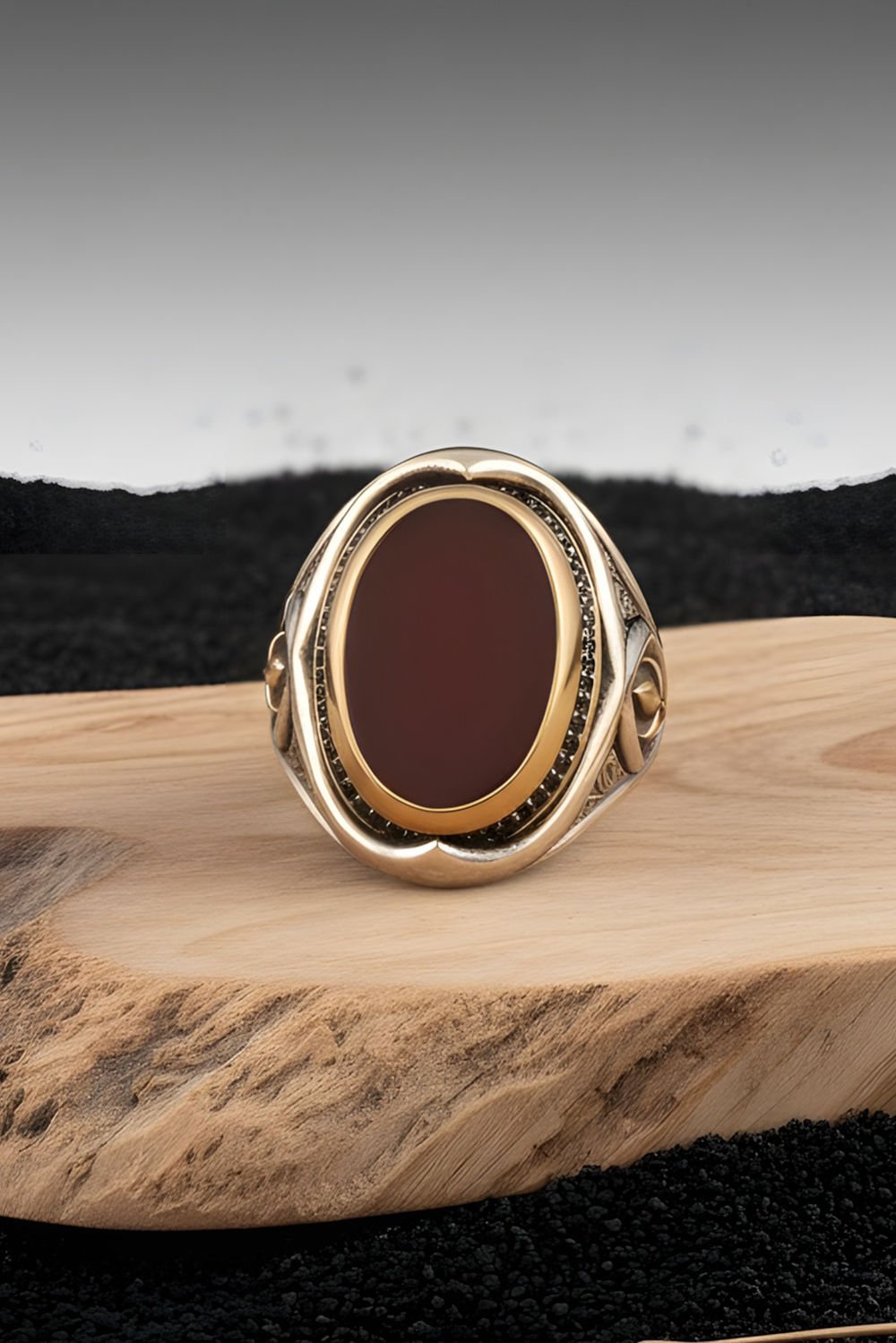 Akik Taşlı Yeni Rumi Model Gümüş Yüzük