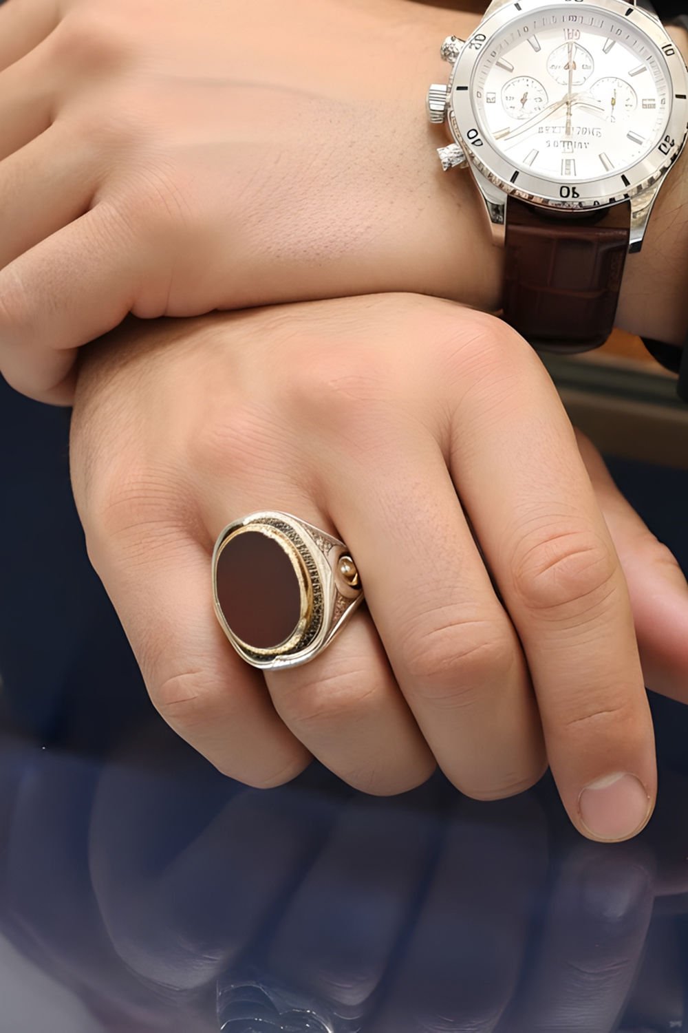 Akik Taşlı Yeni Rumi Model Gümüş Yüzük