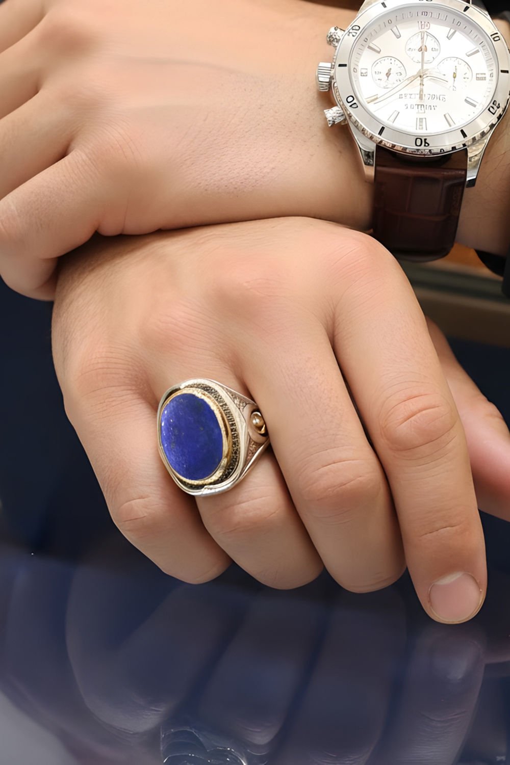 Lapis Taşlı Yeni Rumi Model Gümüş Yüzük