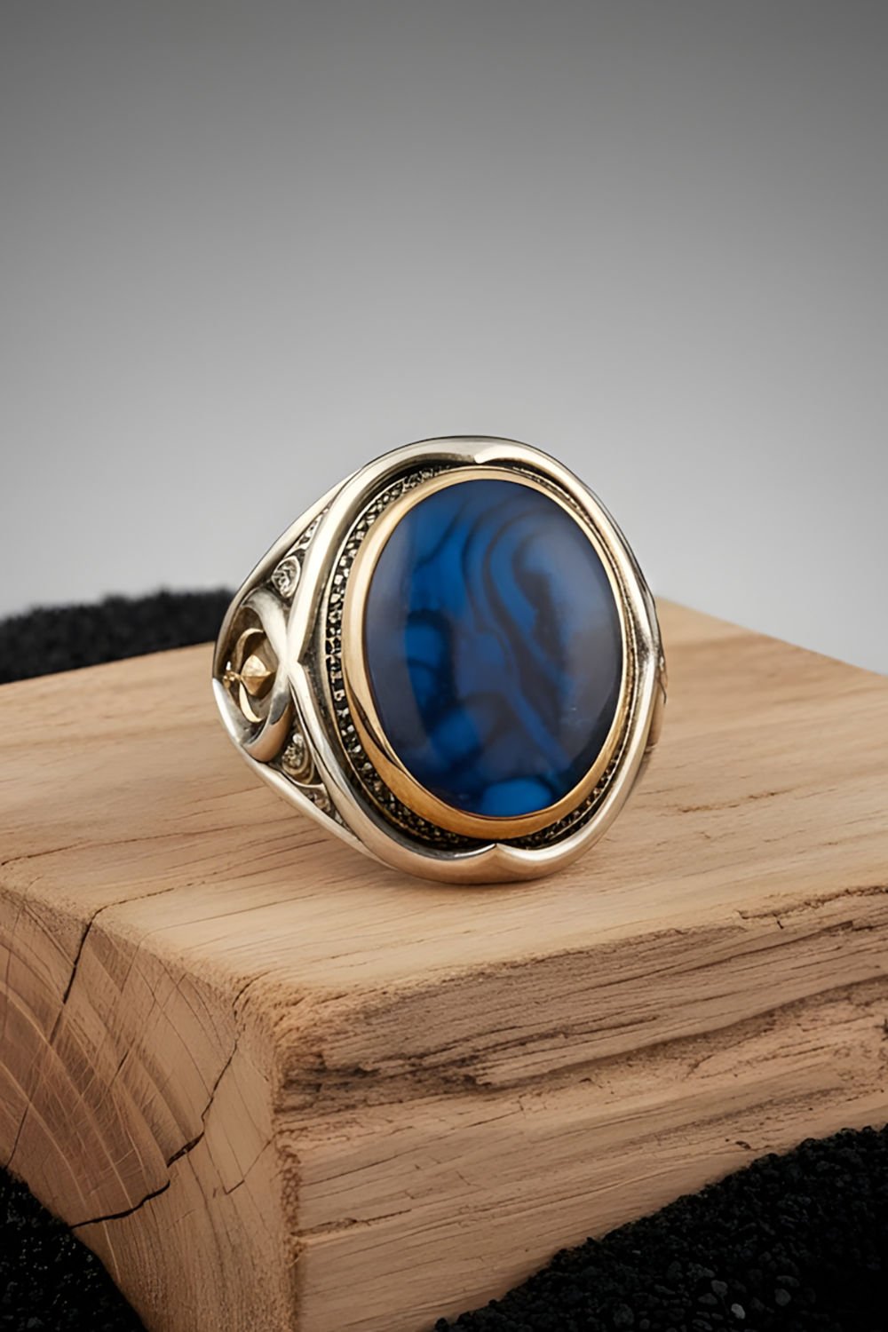 Okyanus Sedefi Taşlı Yeni Rumi Model Gümüş Yüzük