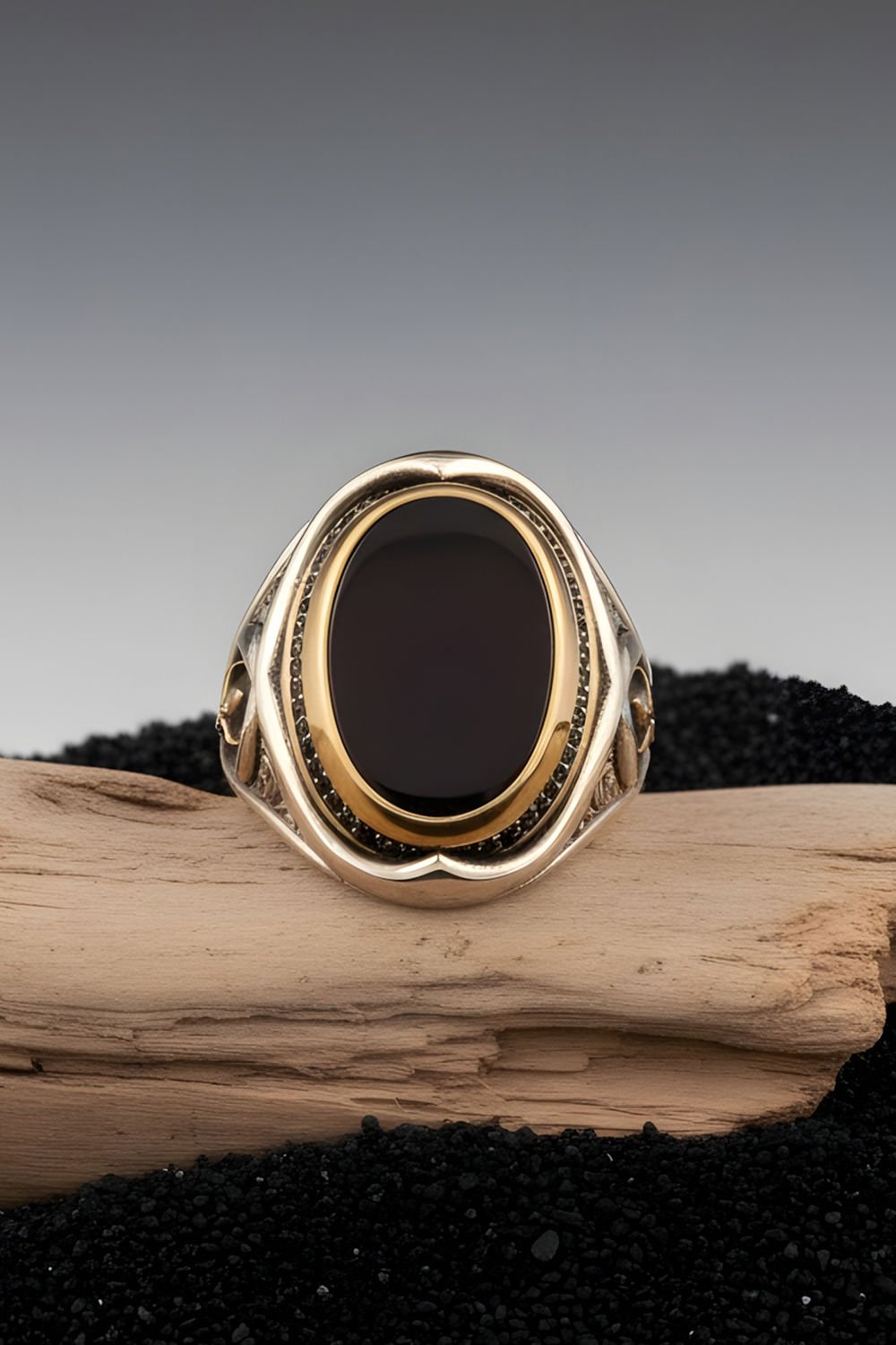 Oniks Taşlı Yeni Rumi Model Gümüş Yüzük