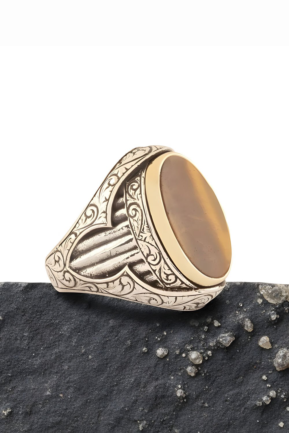 Kaplangözü Taşlı Oval Model Gümüş Yüzük