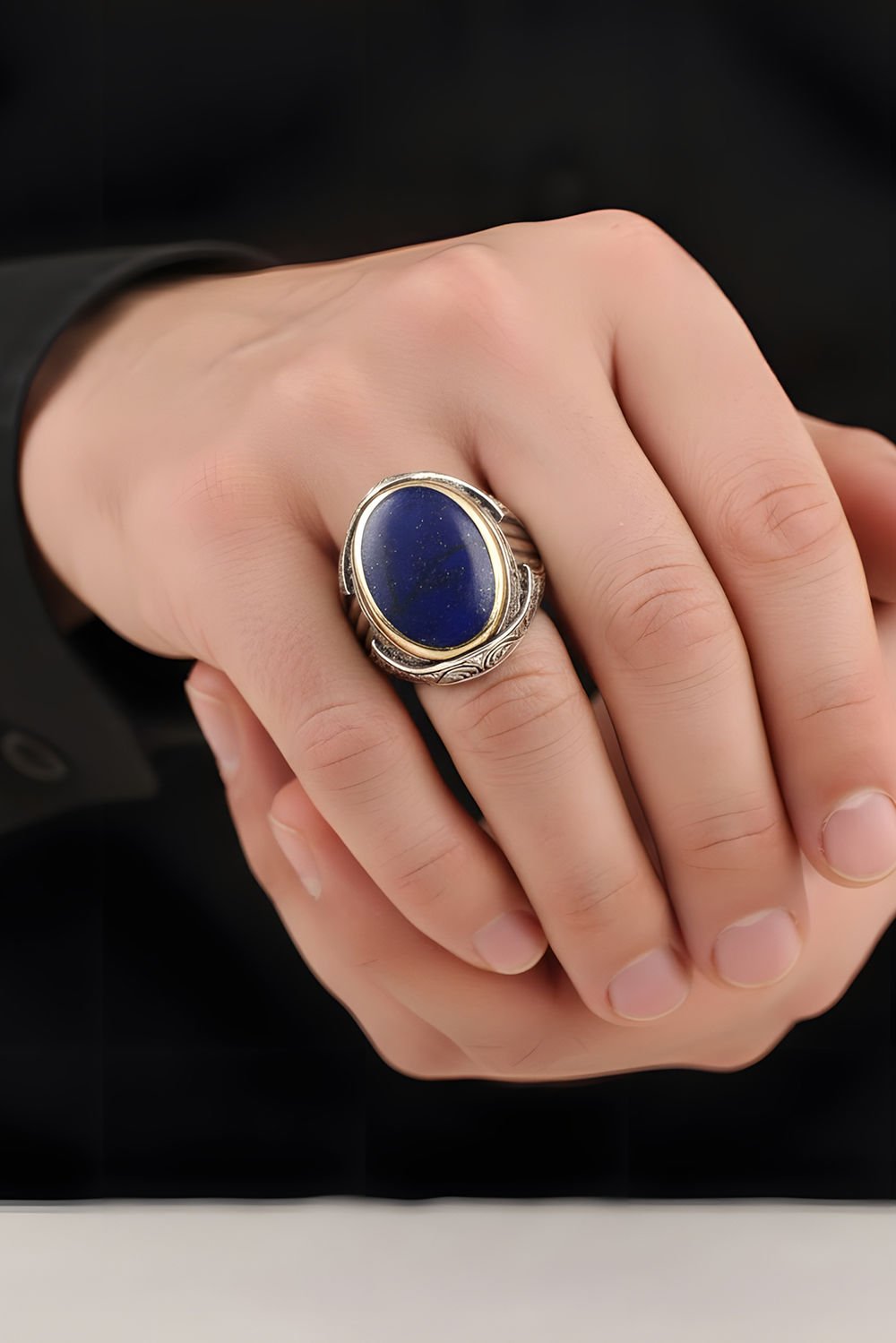 Lapis Taşlı Oval Model Gümüş Yüzük