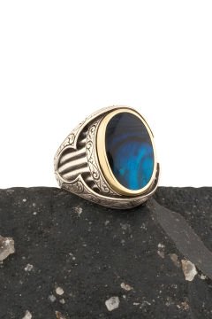 Okyanus Sedefi Taşlı Oval Model Gümüş Yüzük