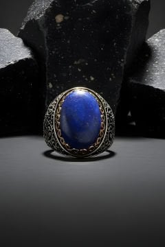 Lapis Taşlı Büyük Boy Sarmaşık Model Gümüş Yüzük