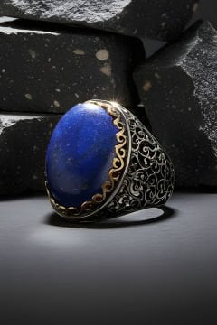 Lapis Taşlı Büyük Boy Sarmaşık Model Gümüş Yüzük