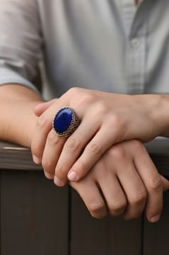 Lapis Taşlı Büyük Boy Sarmaşık Model Gümüş Yüzük