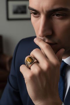 Sarmaşık Model Kaplangözü Taşlı Gümüş Erkek Yüzük