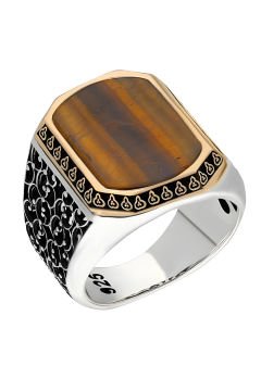 Sarmaşık Model Kaplangözü Taşlı Gümüş Erkek Yüzük