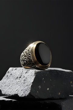 Oniks Taşlı Sarmaşık Model Gümüş Yüzük