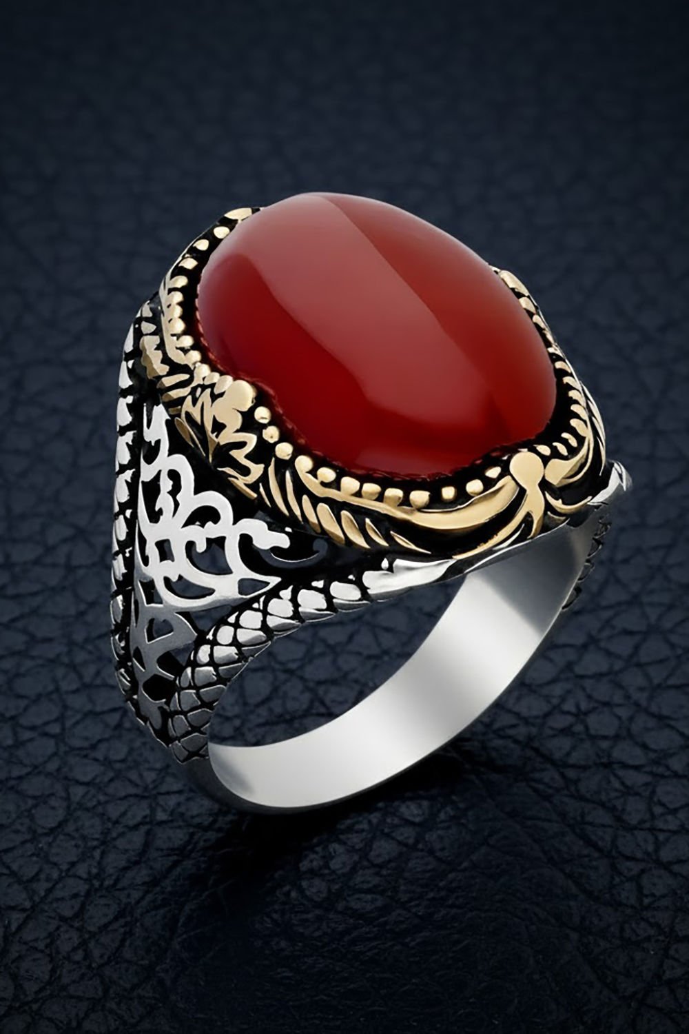 Akik Taşlı Gümüş Erkek Yüzük