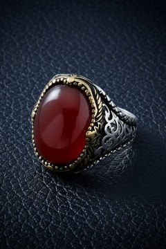 Akik Taşlı Gümüş Erkek Yüzük