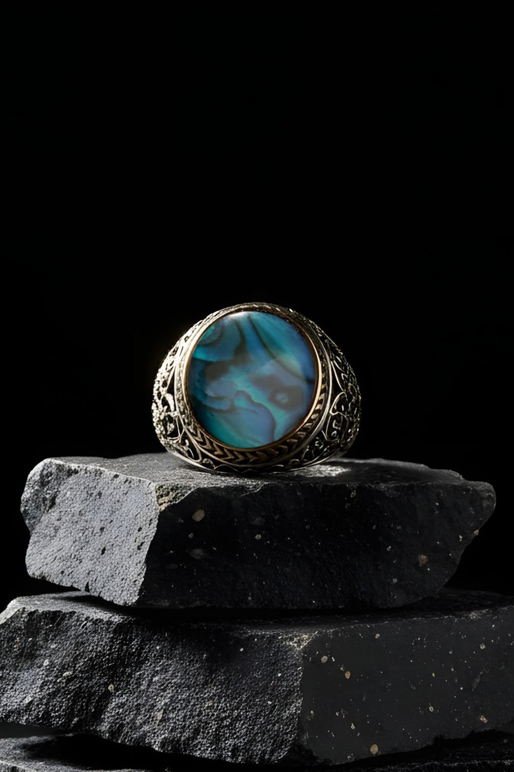 Okyanus Sedefi Taşlı Sarmaşık Model Gümüş Yüzük