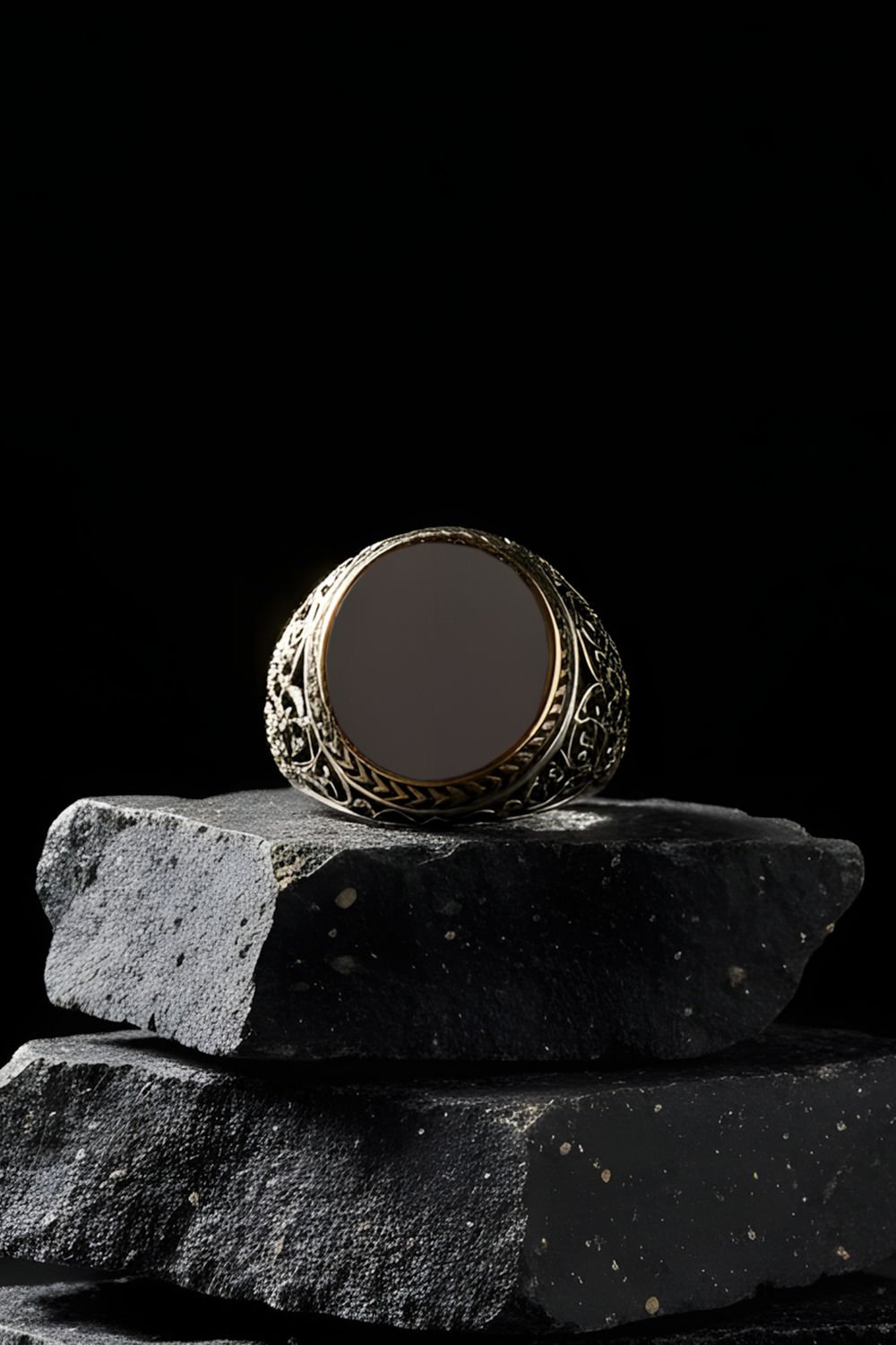 Oniks Taşlı Sarmaşık Model Gümüş Yüzük