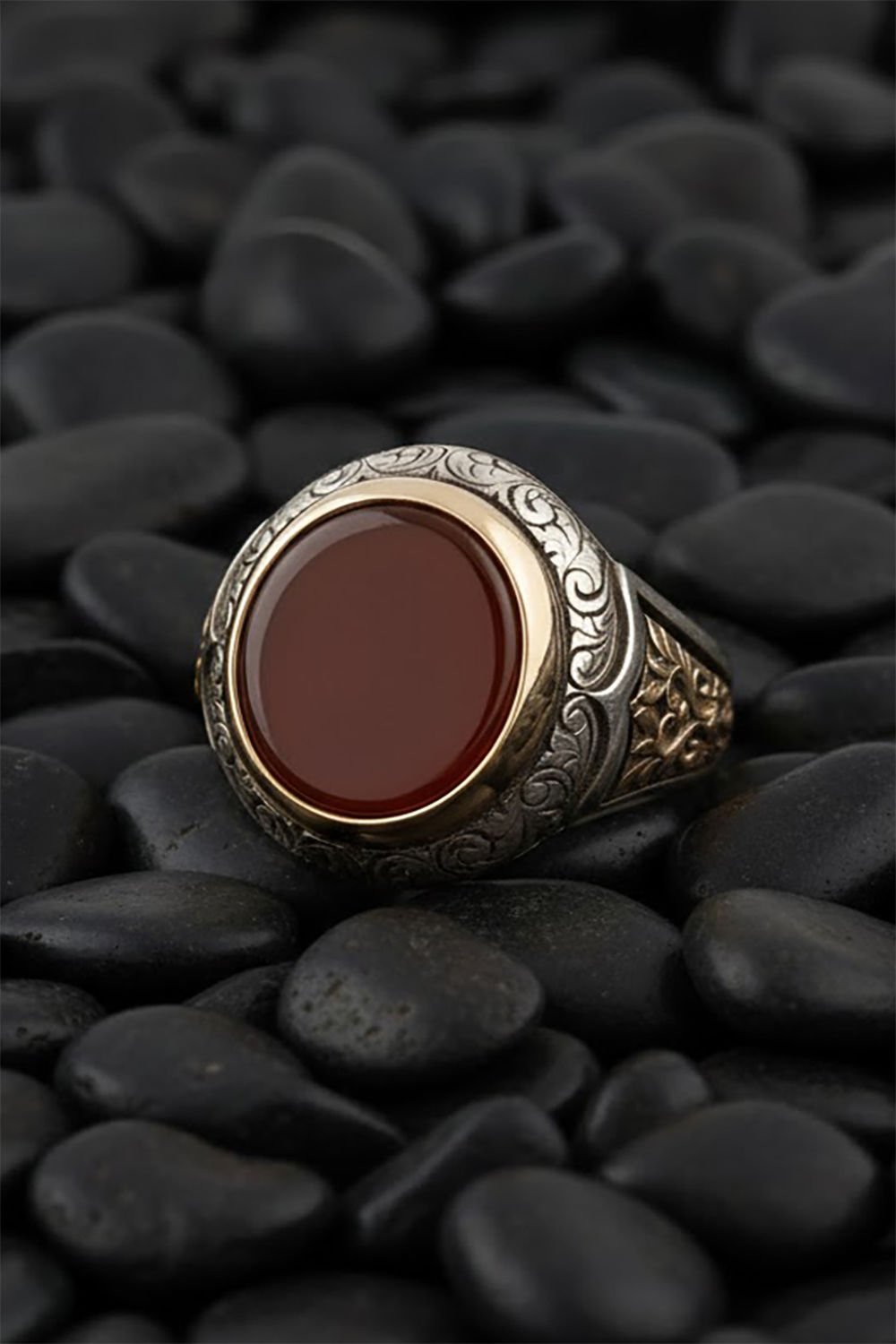 Akik Taşlı Alemdar Model Gümüş Yüzük