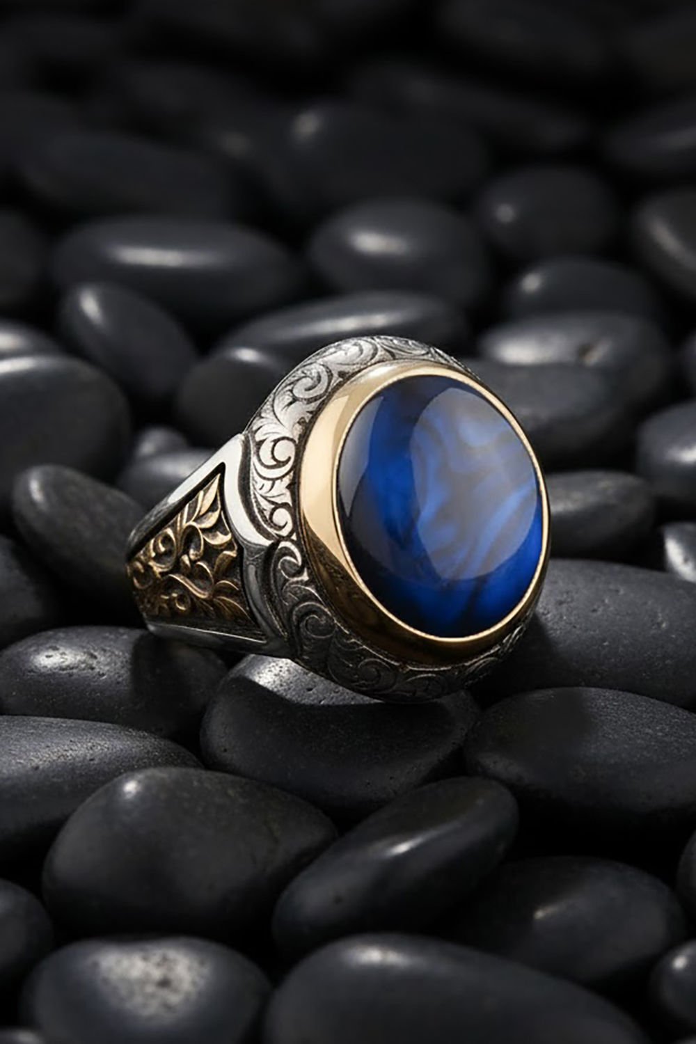 Okyanus Sedefi Taşlı Alemdar Model Gümüş Yüzük