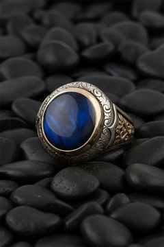 Okyanus Sedefi Taşlı Alemdar Model Gümüş Yüzük