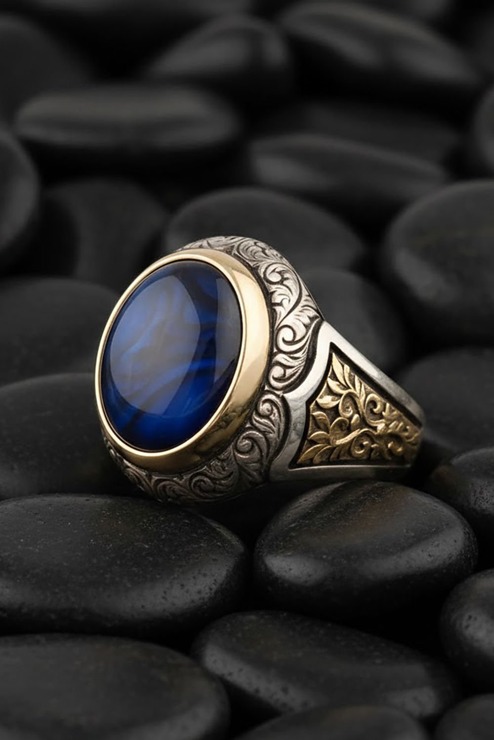 Okyanus Sedefi Taşlı Alemdar Model Gümüş Yüzük