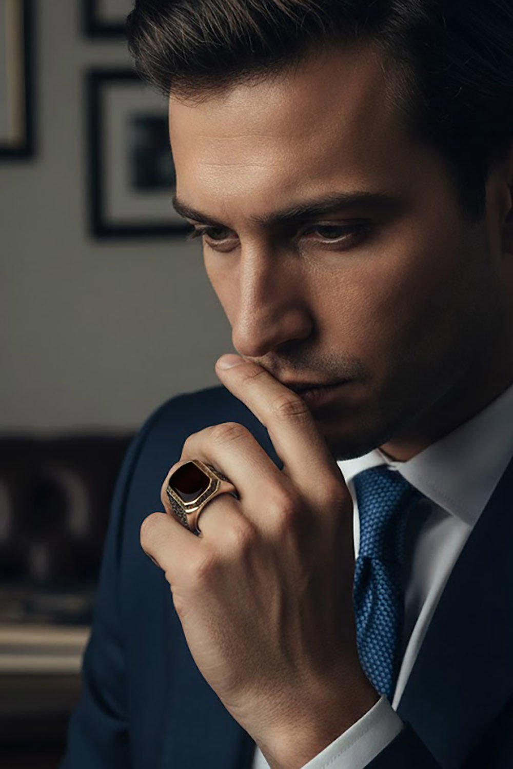 Sarmaşık Model Oniks Taşlı Gümüş Erkek Yüzük