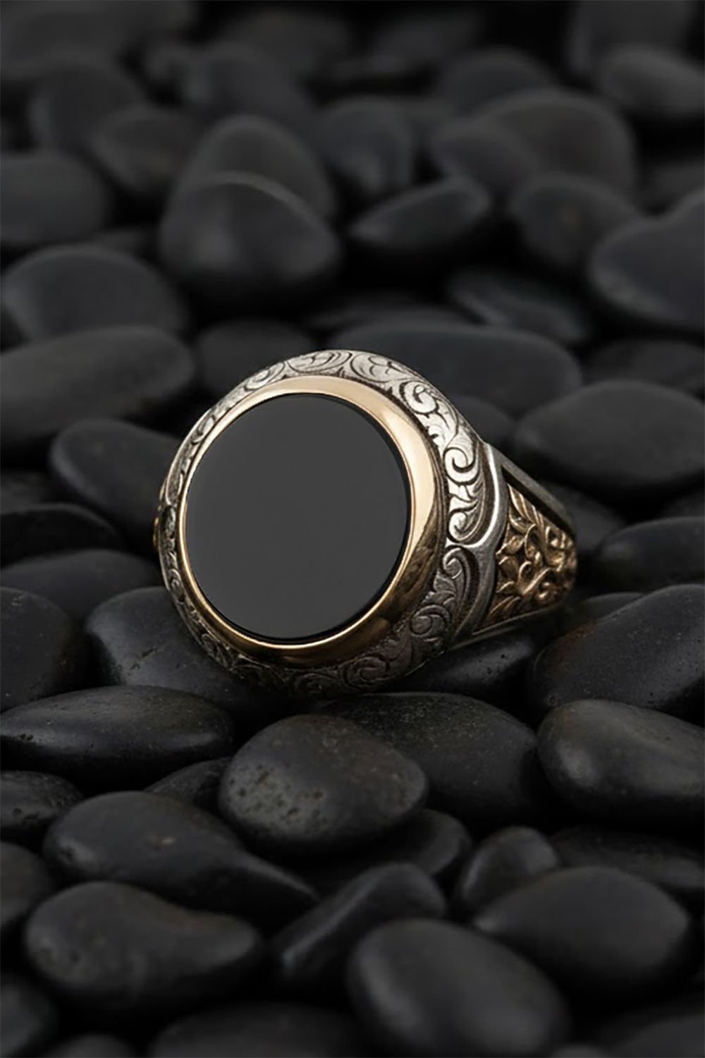 Oniks Taşlı Alemdar Model Gümüş Yüzük