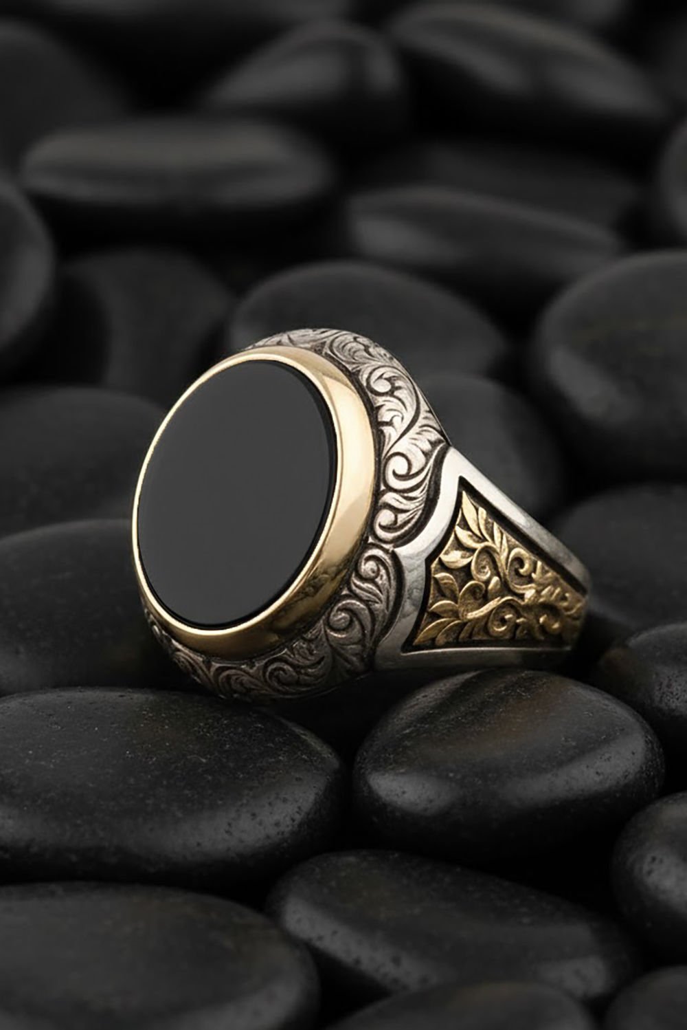 Oniks Taşlı Alemdar Model Gümüş Yüzük