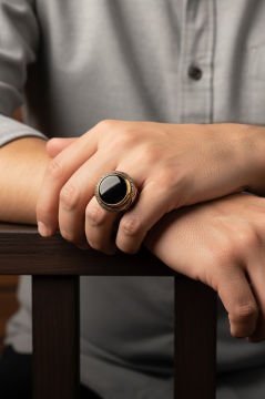 Oniks Taşlı Alemdar Model Gümüş Yüzük