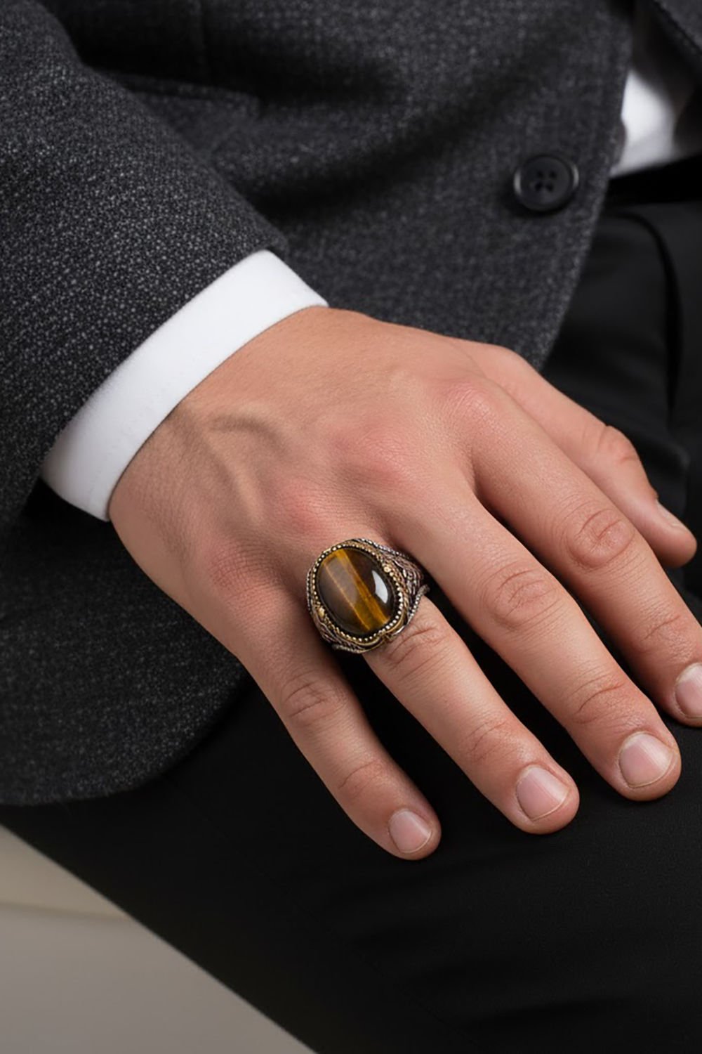 Kaplangözü Taşlı Gümüş Erkek Yüzük