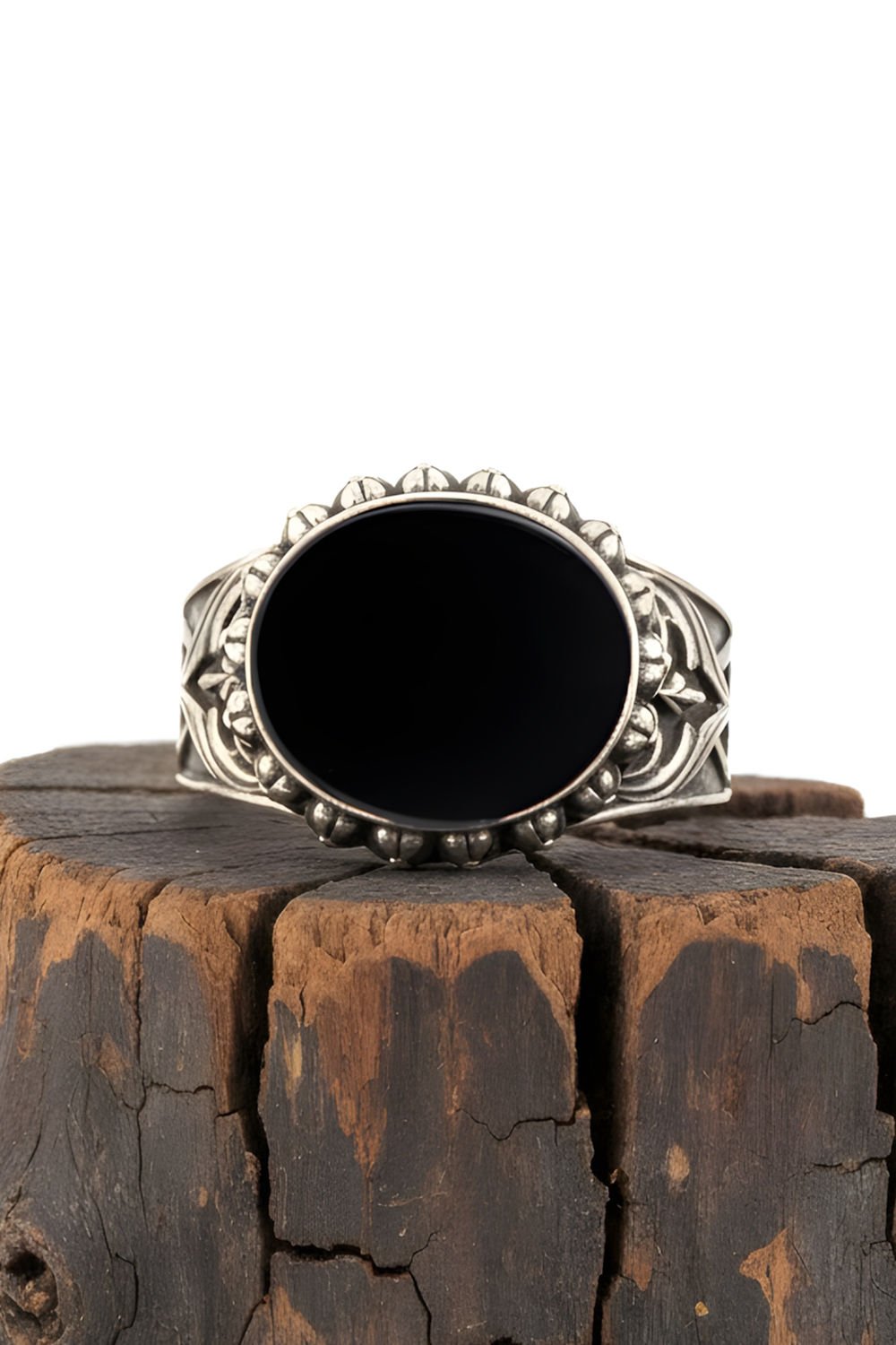 Oniks Taşlı El İşi Gümüş Yüzük