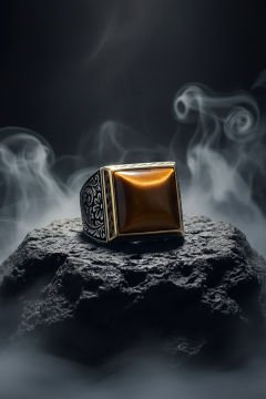 Kare Model Kalem İşlemeli Kaplangözü Taşlı Yüzük