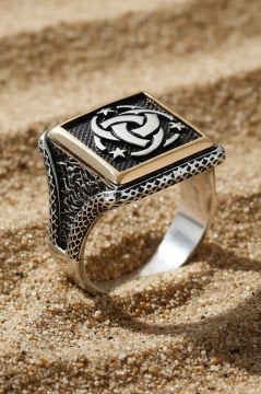 Kare Model Teşkilat-ı Mahsusa Armalı Gümüş Yüzük