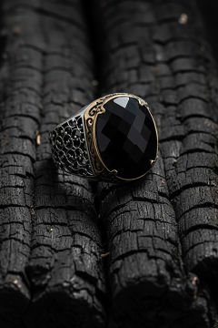 Sarmaşık Model Siyah Zirkon Taşlı Gümüş Yüzük