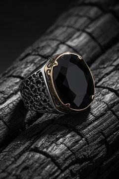 Sarmaşık Model Siyah Zirkon Taşlı Gümüş Yüzük